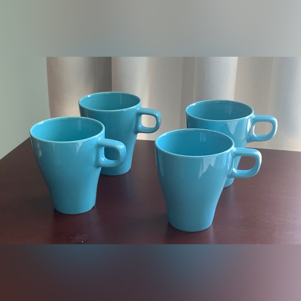 FOUR (4) Ikea Mugs FÄRGRIK Mug, turquoise, blue, coffee, tea, latte, 8.5 oz